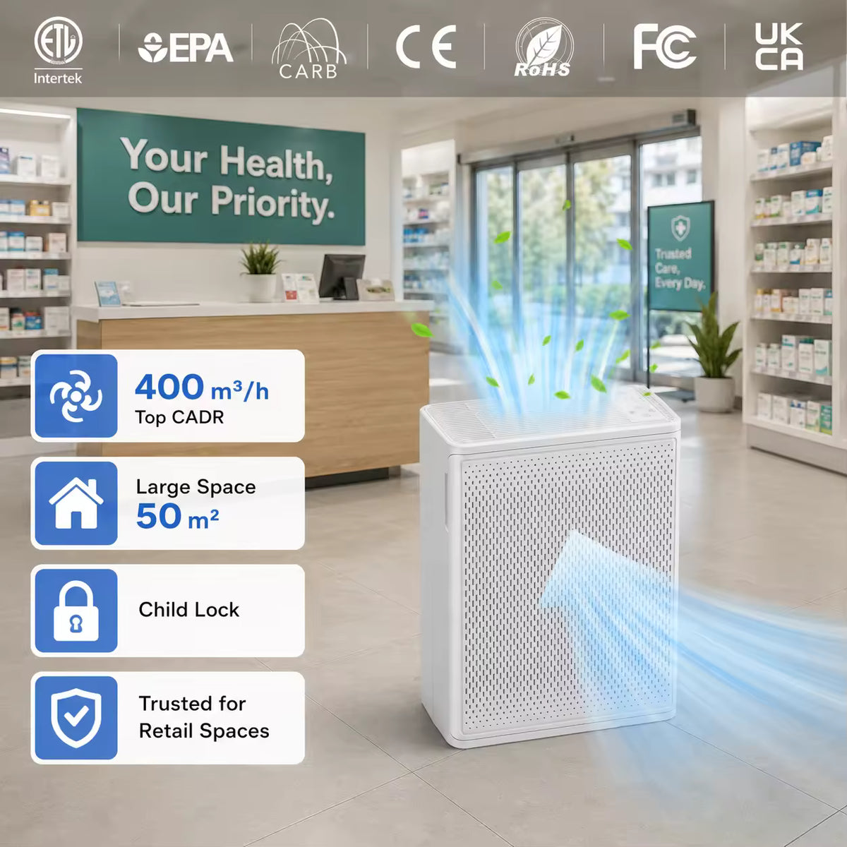 Airreza Pure Large – H13 True HEPA Air Purifier